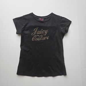 Juicy Couture Black Tshirt with Gold Dimenties Logo Size 7 / 8 years